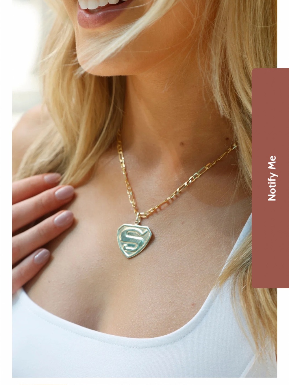 Gold 'S' Shield Pendant Necklace - Women's Gold Necklace